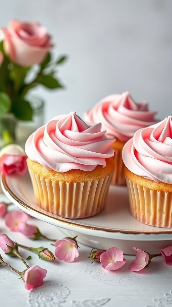 35 Irresistible Valentine’s Day Food Ideas to Celebrate Your Love Rose-infused cupcakes with pink buttercream frosting on a plate