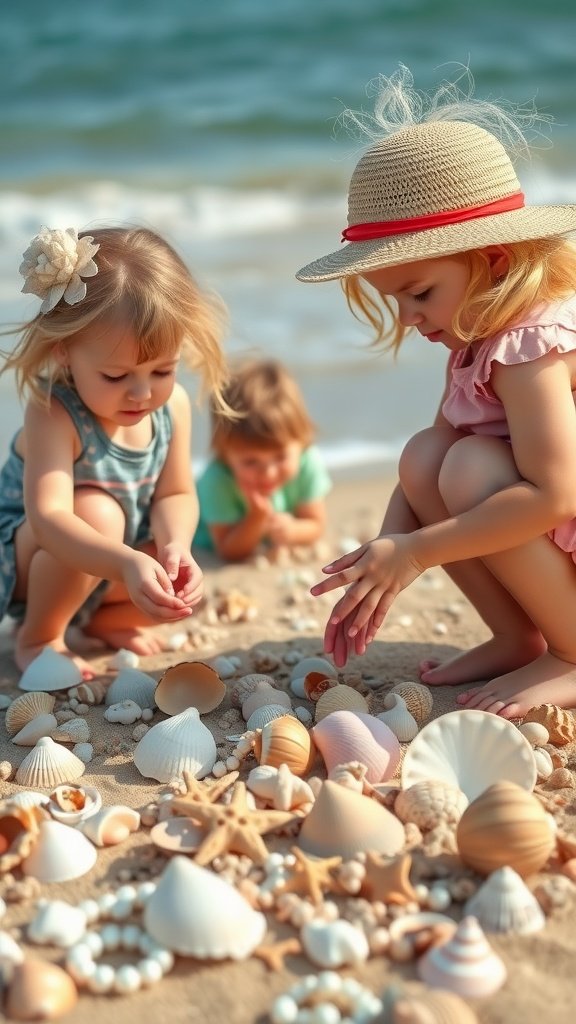 35 Magical Mermaid Party Ideas for an Under-the-Sea Celebration Children searching for seashells on the beach