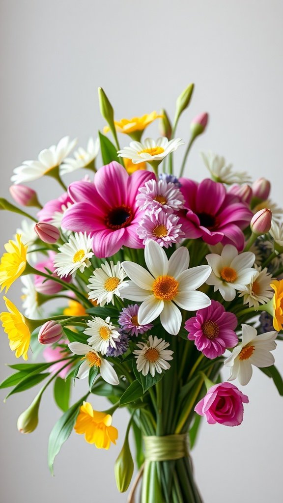 35 Enchanting Spring Wedding Flowers for Your Dream Celebration A vibrant spring wedding bouquet with pink and yellow flowers