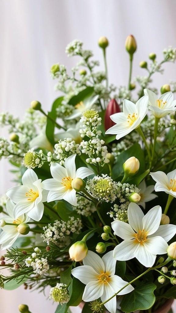 35 Wedding Winter Flower Bouquets That Will Make Your Heart Skip a Beat (Don't Miss #9!) A serene bouquet featuring white flowers and green foliage