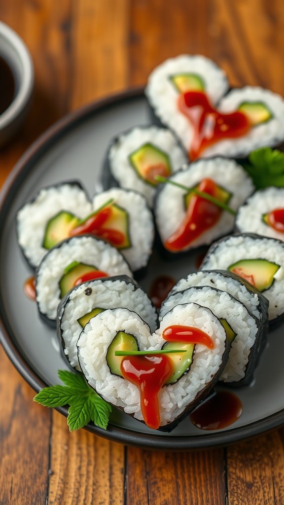 35 Irresistible Valentine’s Day Food Ideas to Celebrate Your Love Heart-shaped sushi rolls with cucumber and sauces