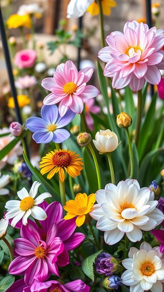 35 Enchanting Spring Wedding Flowers for Your Dream Celebration A colorful bouquet of various spring flowers including daisies, tulips, and sunflowers.