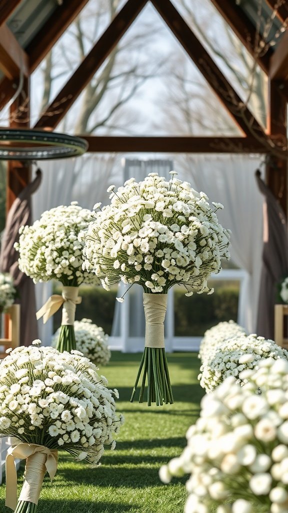 30 Stunning Baby's Breath Bouquets That Will Steal Your Heart (Wait Until You See #4!) A beautiful display of baby's breath bouquets arranged for a spring wedding.