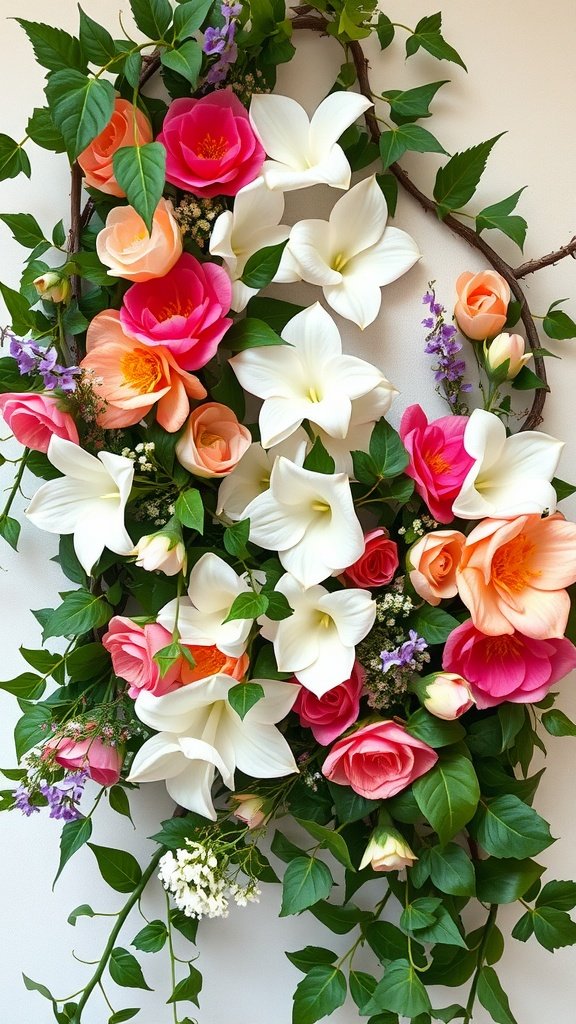 35 Stunning Fall Wedding Flowers That Will Make Your Guests Swoon! Colorful floral arrangement with roses, lilies, and ivy accents