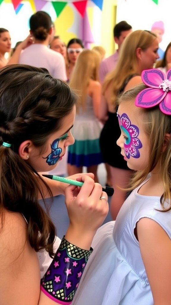 35 Magical Mermaid Party Ideas for an Under-the-Sea Celebration A child getting a mermaid face painting at a party