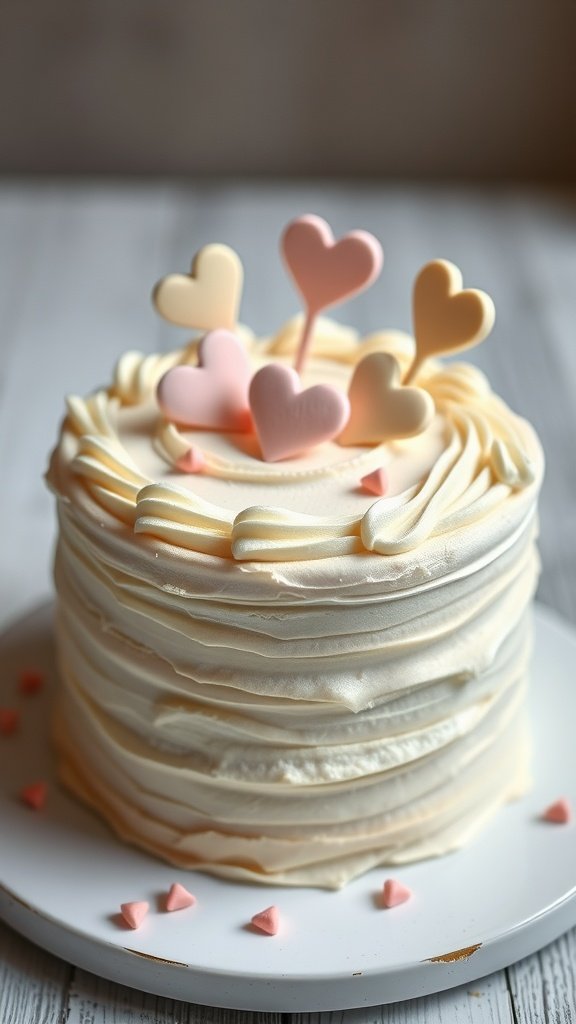 25 Irresistible Valentine’s Day Cake Ideas to Sweeten Your Celebration A beautifully decorated Vanilla Bean Cupid's Cake with heart-shaped toppers.
