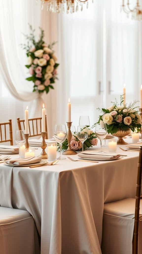 35 Stunning Romantic Wedding Table Settings for Your Special Day Romantic wedding table setting with candles, flowers, and elegant decor