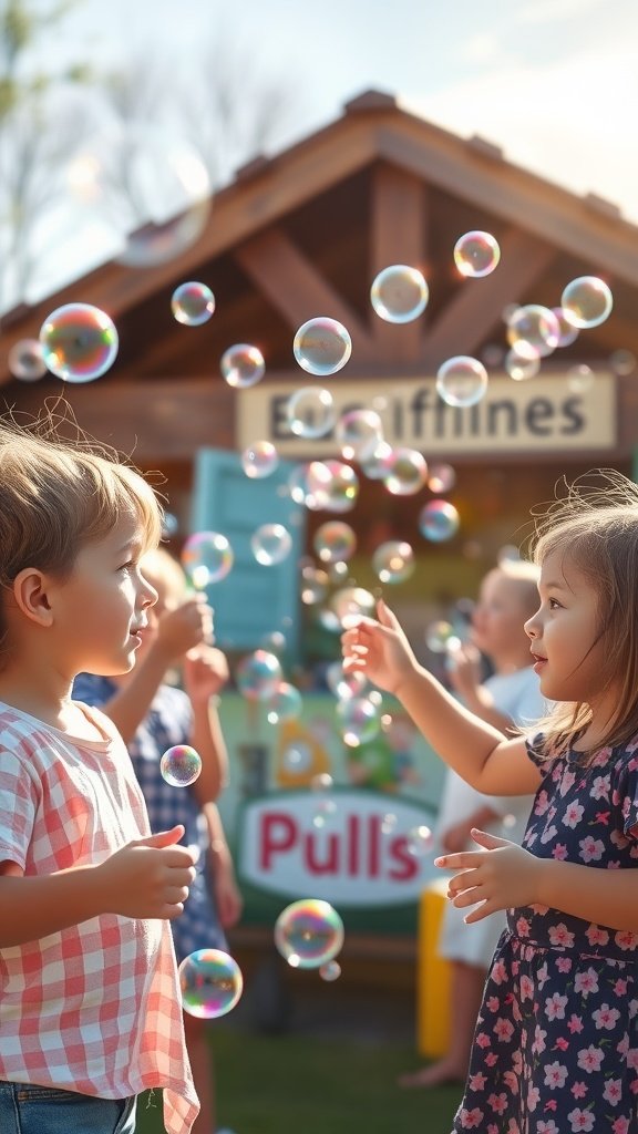 25 Fun Ideas for a 2nd Birthday Summer Party for Girls Children playing with bubbles at a summer birthday party