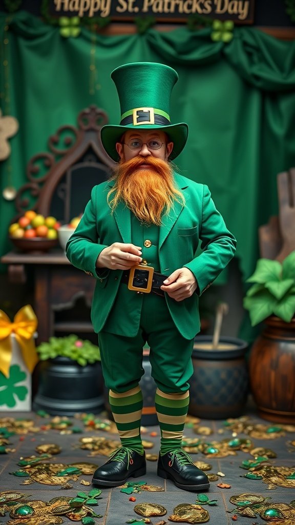 25 Creative St. Patrick's Day Costume Ideas for Everyone A person dressed in a classic green leprechaun outfit for St. Patrick's Day.