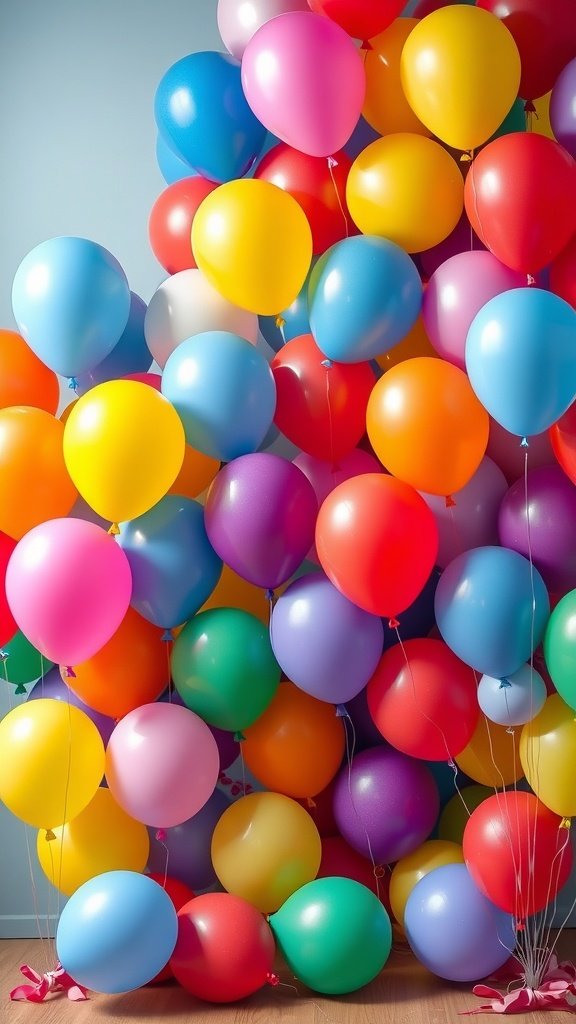 35 Creative Ideas for an Unforgettable 2nd Birthday Party A vibrant collection of colorful balloons in various shades, creating a festive atmosphere.