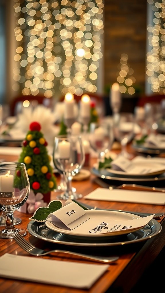 35 Creative Bridal Shower Decoration Ideas You'll Love A beautifully arranged table with personalized place settings, featuring name cards, candles, and decorative centerpieces.