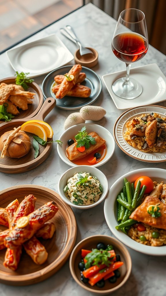 35 Creative Bridal Shower Ideas for an Unforgettable Celebration A variety of delicious dishes arranged on a table for a culinary tasting experience
