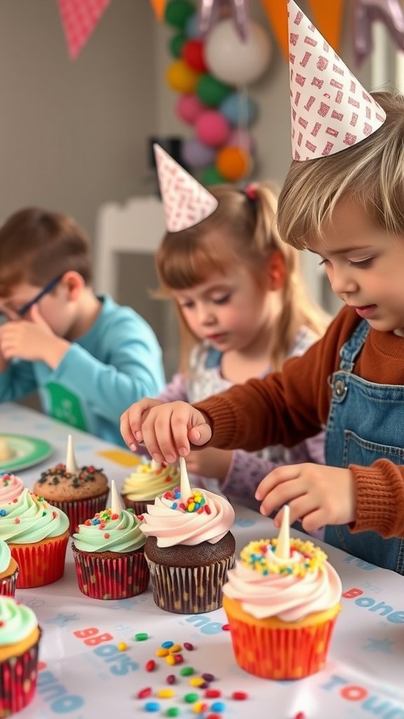 35 Creative Ideas for an Unforgettable 2nd Birthday Party Kids decorating cupcakes at a birthday party activity