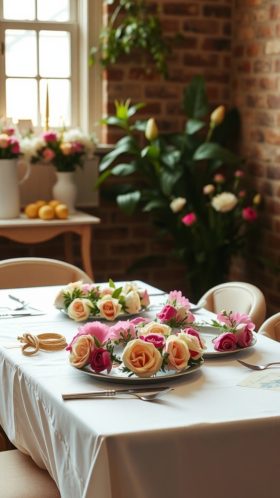 35 Creative Bridal Shower Decoration Ideas You'll Love DIY Flower Crown Station with flower crowns and crafting supplies on a table