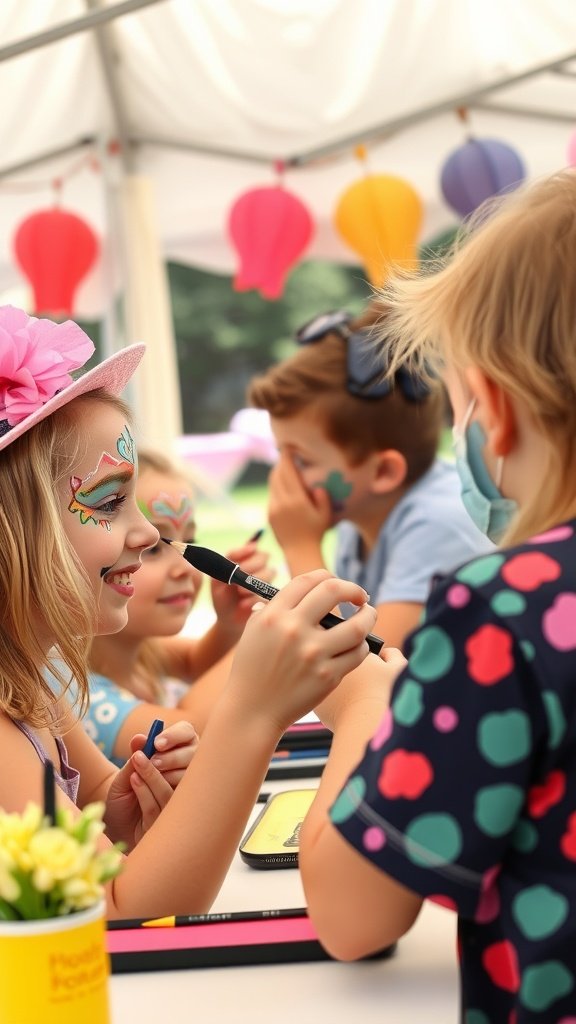 25 Fun Ideas for a 2nd Birthday Summer Party for Girls Children enjoying face painting at a birthday party