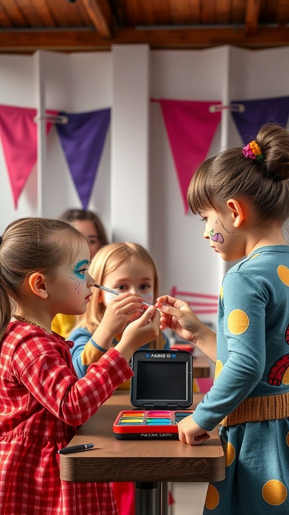 35 Creative Ideas for an Unforgettable 2nd Birthday Party Children enjoying a face painting station at a birthday party.