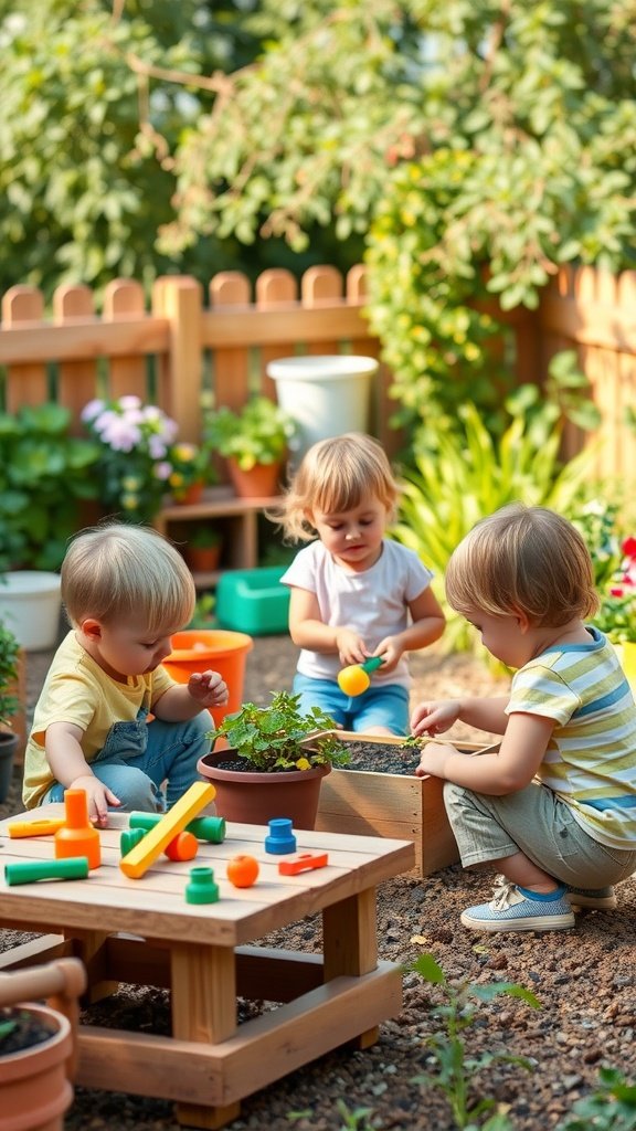 35 Creative Ideas for an Unforgettable 2nd Birthday Party Three toddlers playing with colorful toys in a garden setting
