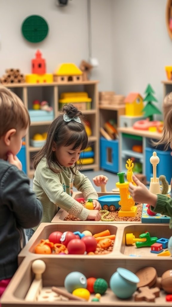 35 Creative Ideas for an Unforgettable 2nd Birthday Party Children playing with colorful toys at sensory play stations