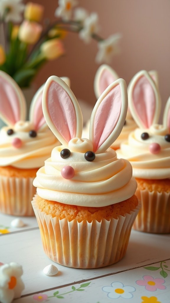 25 Creative and Colorful Easter Cupcakes to Try This Spring Pastel bunny cupcakes decorated with buttercream frosting and candy accents.