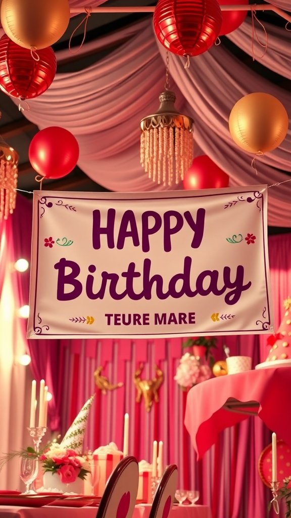 35 Creative Ideas for an Unforgettable 2nd Birthday Party A colorful birthday banner saying 'Happy Birthday' with decorations in a festive setting.