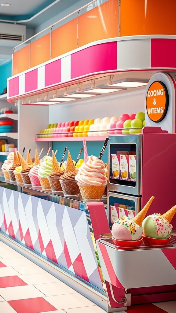 25 Fun Ideas for a 2nd Birthday Summer Party for Girls Colorful ice cream bar with various flavors and toppings for a summer birthday party.