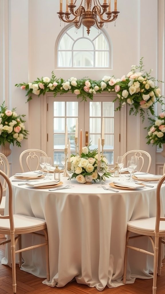 35 Stunning Romantic Wedding Table Settings for Your Special Day A romantic wedding table setting with white roses, elegant glassware, and a warm candlelight ambiance.