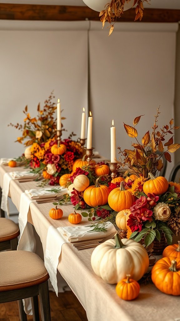 35 Stunning Romantic Wedding Table Settings for Your Special Day A romantic wedding table setting featuring pumpkins and autumn flowers.