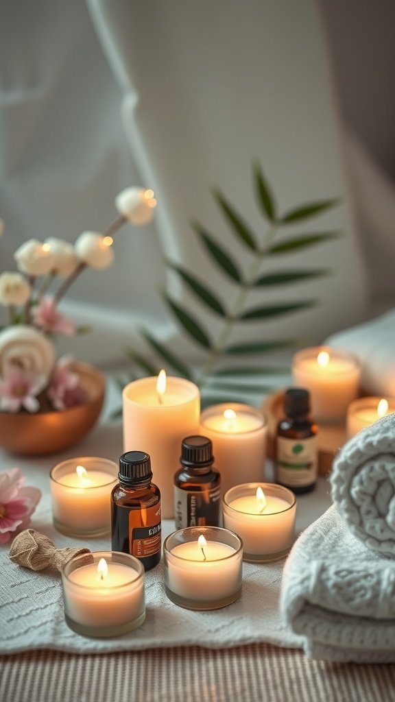 35 Creative Bridal Shower Ideas for an Unforgettable Celebration A relaxing spa setup with candles, essential oils, and flowers