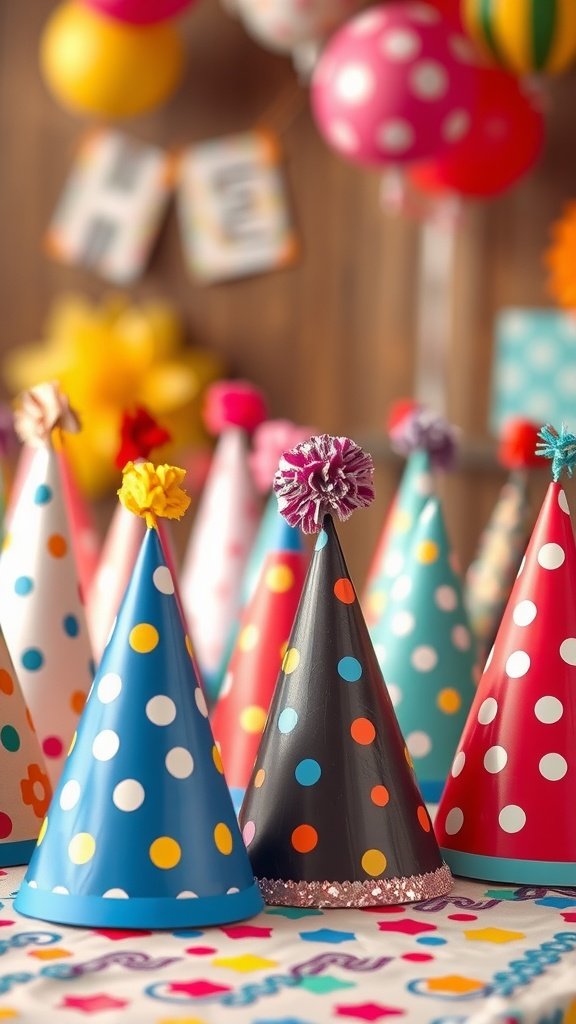 35 Creative Ideas for an Unforgettable 2nd Birthday Party Colorful themed party hats for a birthday celebration