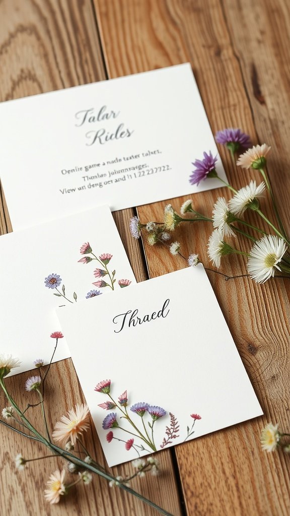 35 Stunning Wildflower Wedding Theme Ideas for Your Dream Celebration Wedding stationery with wildflower motifs