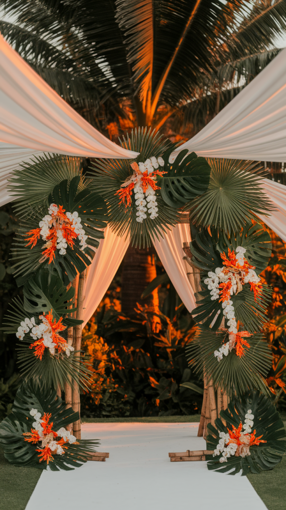 27 Tropical Wedding Ideas That'll Make You Feel Like You're in Paradise (Wait Until You See #8!) tropical wedding arch