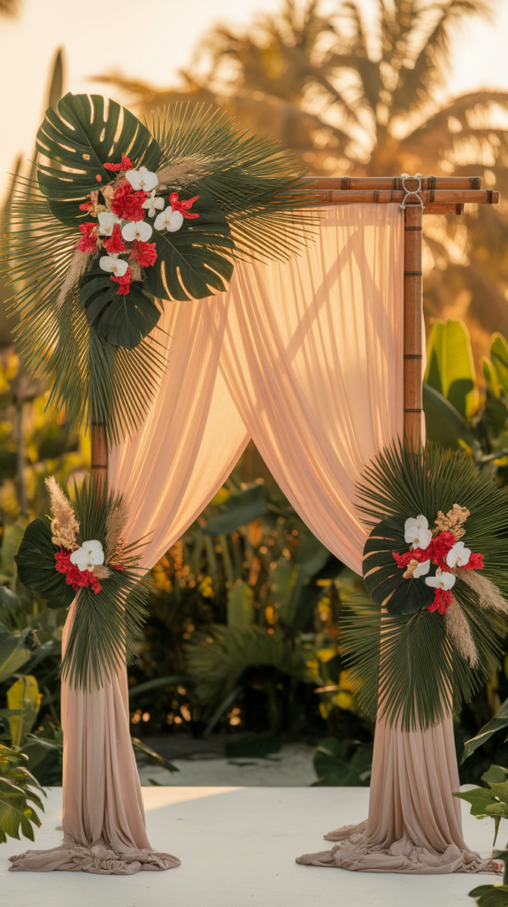 27 Tropical Wedding Ideas That'll Make You Feel Like You're in Paradise (Wait Until You See #8!) tropical wedding arch