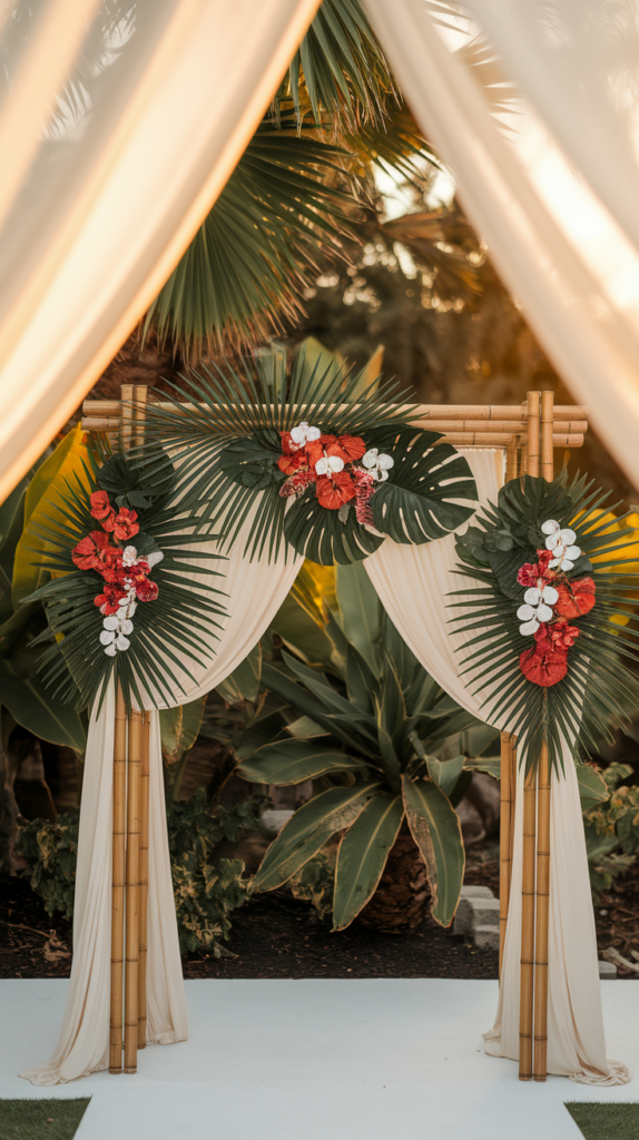 27 Tropical Wedding Ideas That'll Make You Feel Like You're in Paradise (Wait Until You See #8!) tropical wedding arch