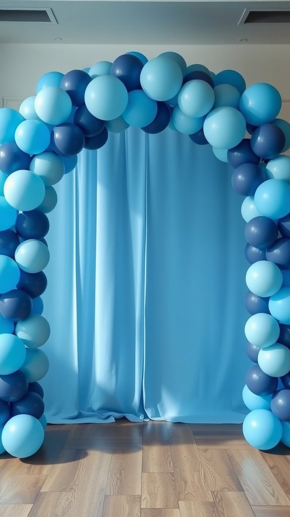 29 Creative Something Blue Bridal Shower Ideas to Inspire You A blue balloon arch with varying shades of blue balloons, creating a festive entryway. something blue bridal shower ideas