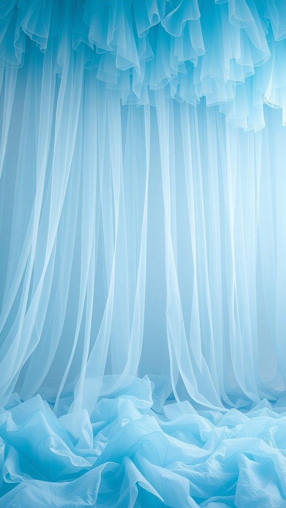 29 Creative Something Blue Bridal Shower Ideas to Inspire You Soft blue tulle fabric draped elegantly for a backdrop