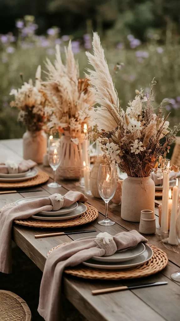 25 Gorgeous Boho Wedding Decorations That Will Make Your Wedding Unforgettable! boho wedding table decorations