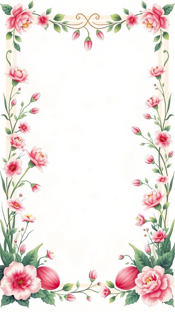 50 Cute Easter Wallpapers to Celebrate the Season Floral border design with pink flowers and decorative elements for Easter wallpapers
