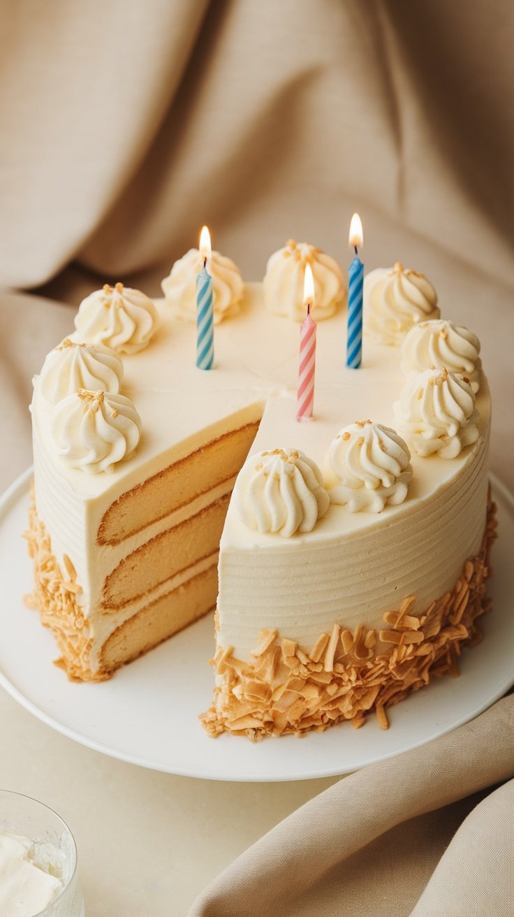 15 Unique Birthday Cakes for Men Classic vanilla buttercream frosting on a birthday cake