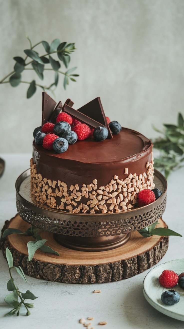 15 Stunning Birthday Cakes for Women Decadent chocolate ganache cake decorated with berries. birthday cakes for women