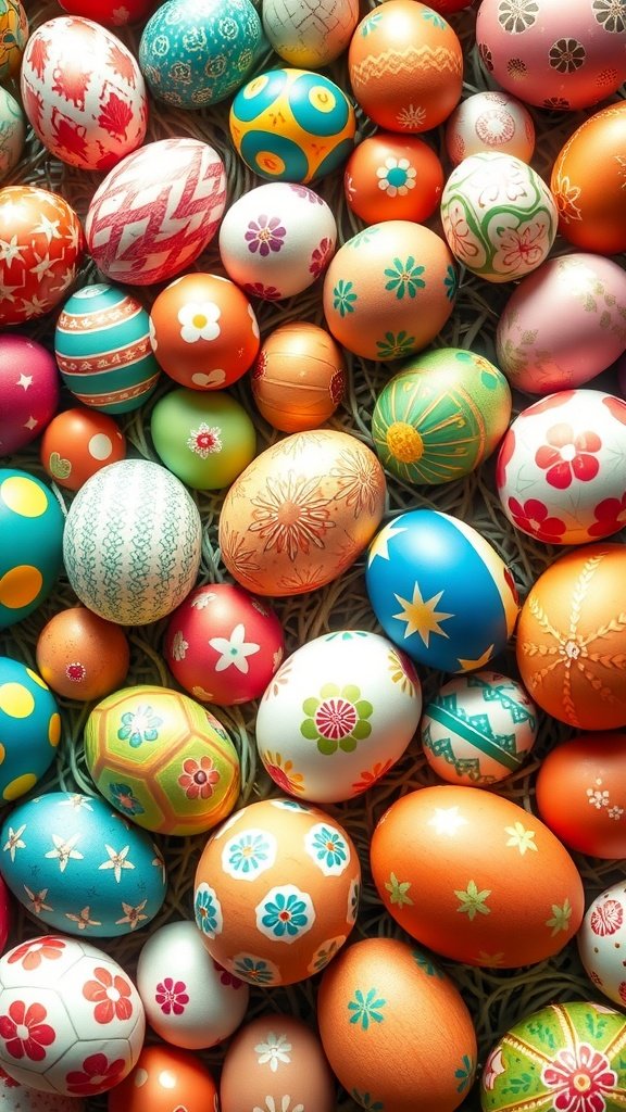 50 Cute Easter Wallpapers to Celebrate the Season A colorful assortment of decorated Easter eggs