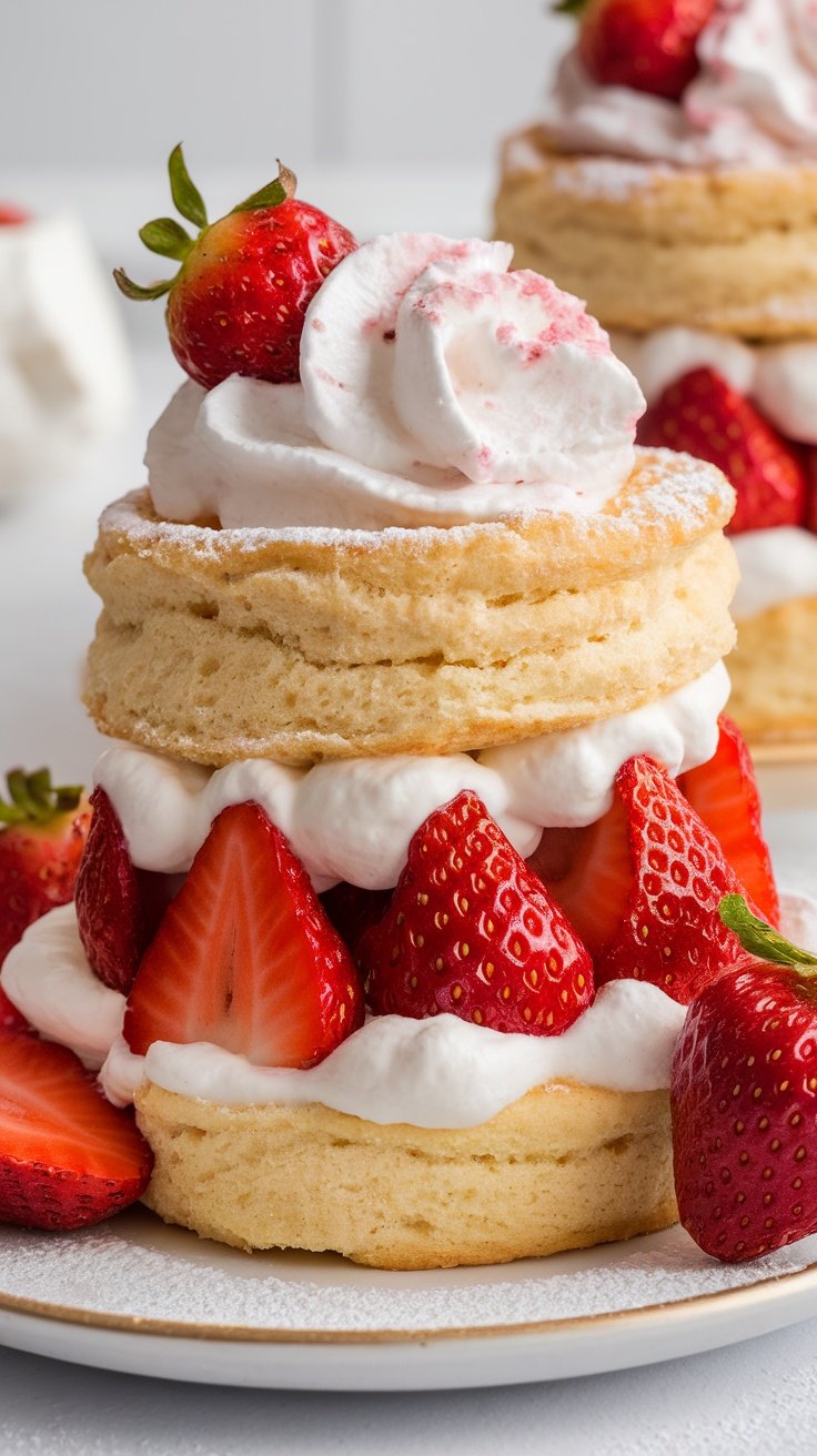 15 Stunning Birthday Cakes for Women A gourmet strawberry shortcake layered with fresh strawberries and whipped cream.