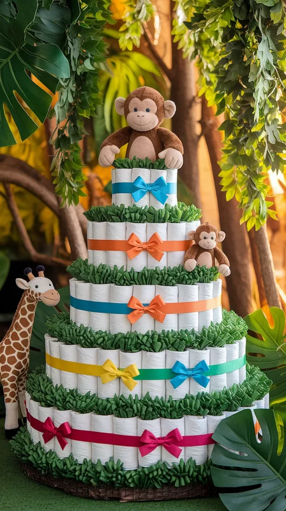 How to craft an unique diaper cake? Jungle Diaper Cake