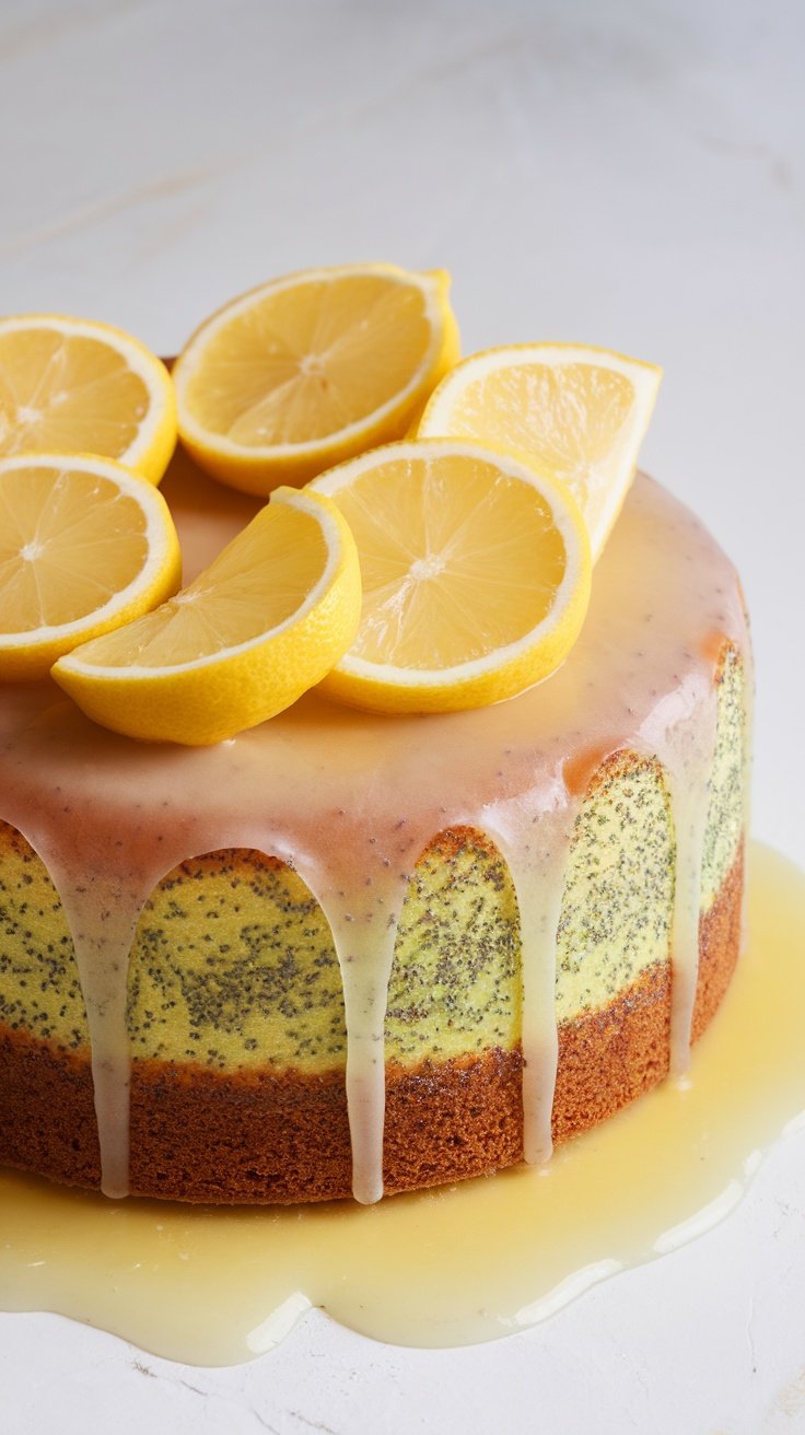 15 Unique Birthday Cakes for Men Lemon poppy seed cake with lemon slices on top