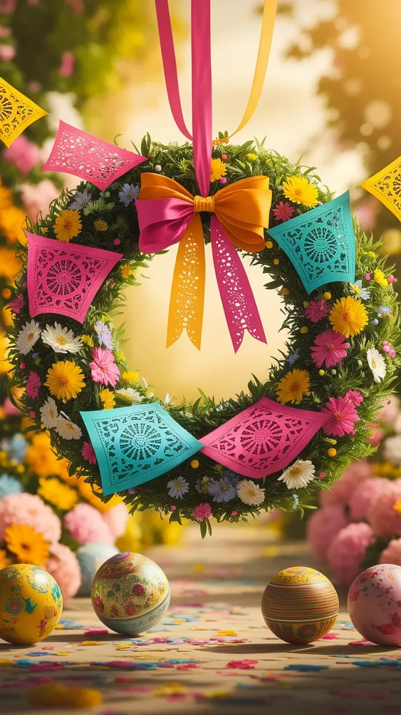 19 Colorful Easter Wreaths to Add Joy to Your Holiday Decor (Get Inspired by #7!) Mexican Fiesta-Style Wreath