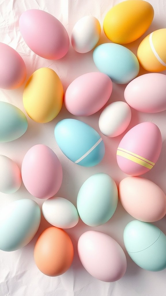 50 Cute Easter Wallpapers to Celebrate the Season An assortment of pastel-colored Easter eggs in various sizes.