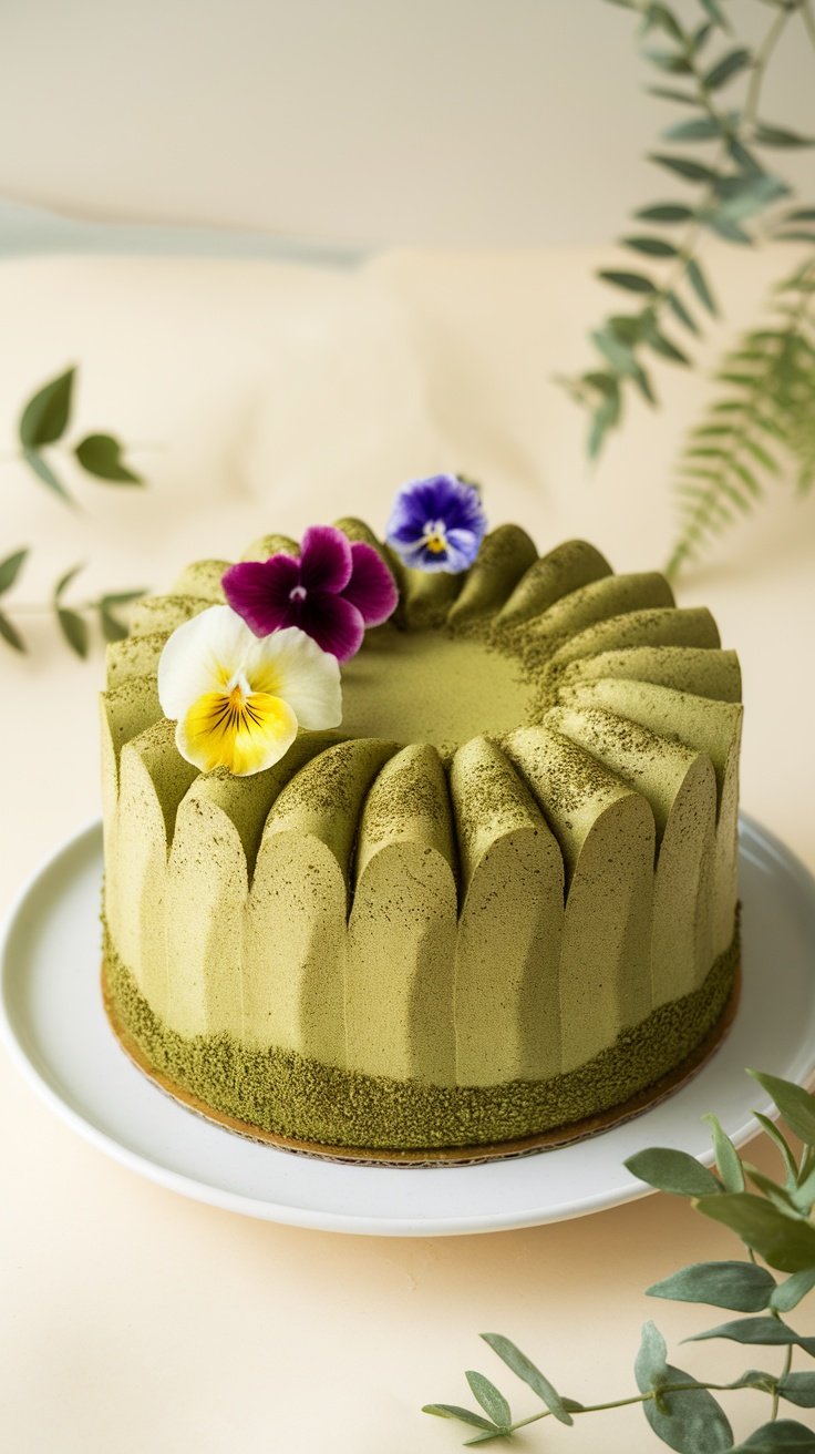 15 Stunning Birthday Cakes for Women A beautifully decorated matcha green tea cake topped with edible flowers. birthday cakes for women