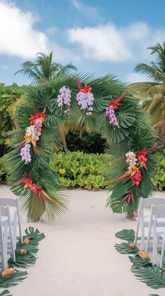 27 Tropical Wedding Ideas That'll Make You Feel Like You're in Paradise (Wait Until You See #8!) tropical wedding arch