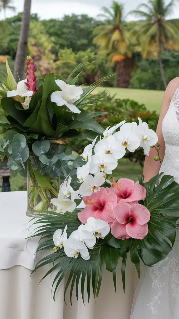 27 Tropical Wedding Ideas That'll Make You Feel Like You're in Paradise (Wait Until You See #8!) tropical wedding florals