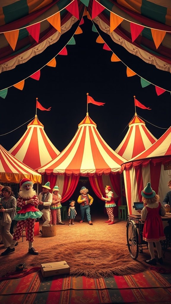 50 Fun and Creative Birthday Phone Wallpapers You’ll Love Vintage circus scene with colorful tents and clowns