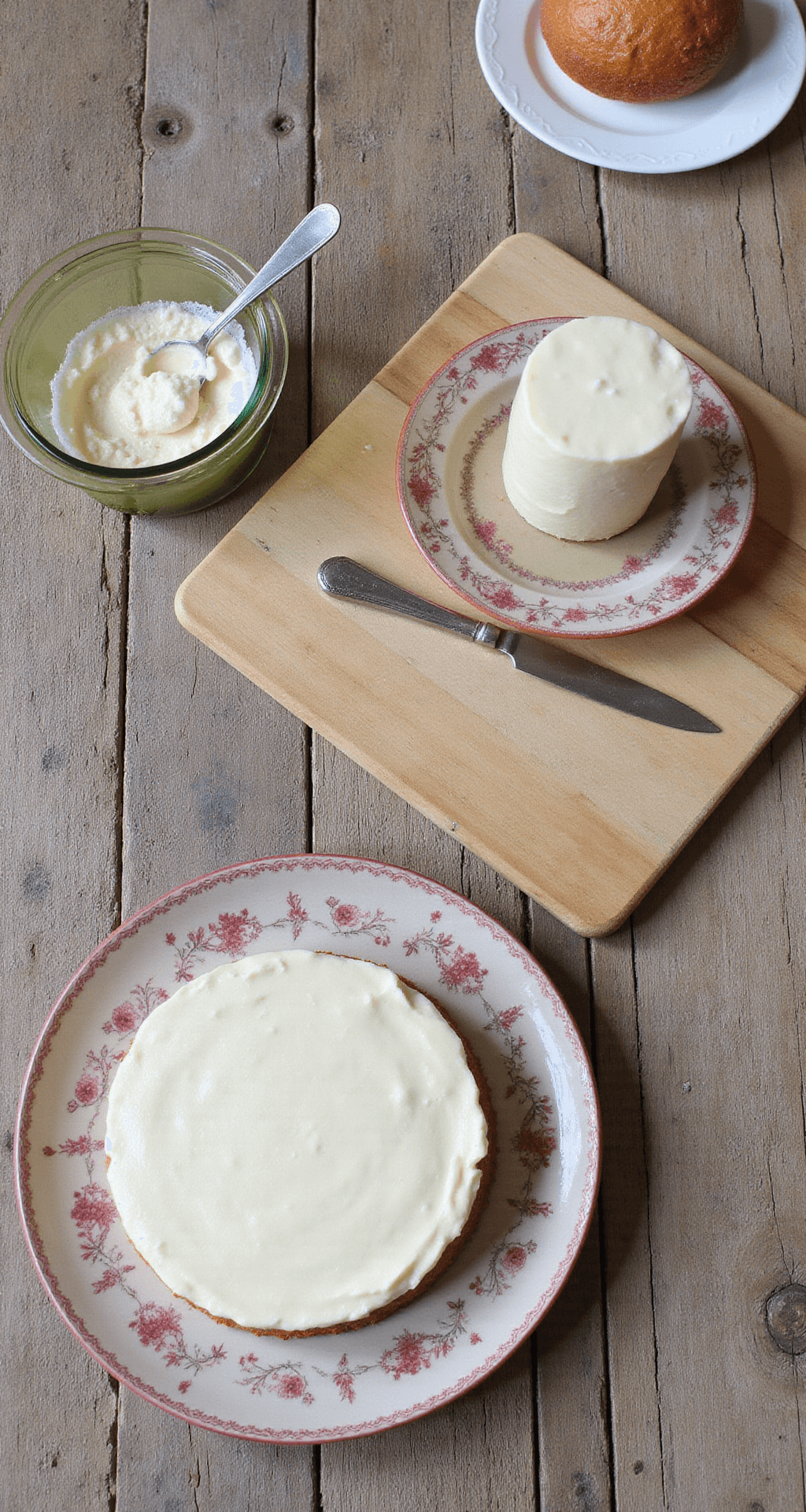 Vintage Wedding Cake: A Timeless Celebration Of Elegance A vintage kitchen setup with various cake preparation ingredients and utensils on a rustic table.